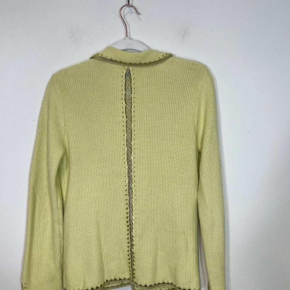 White + Warren Blazer M Jacket Womens Green Knit Embroidered Sweater Size Medium